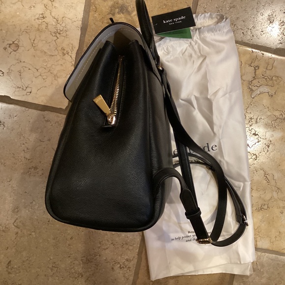 Kate Spade NY Nouveau Black Pebbled Leather Flap Bag/Purse/Backpack Medium Size - Picture 14 of 16